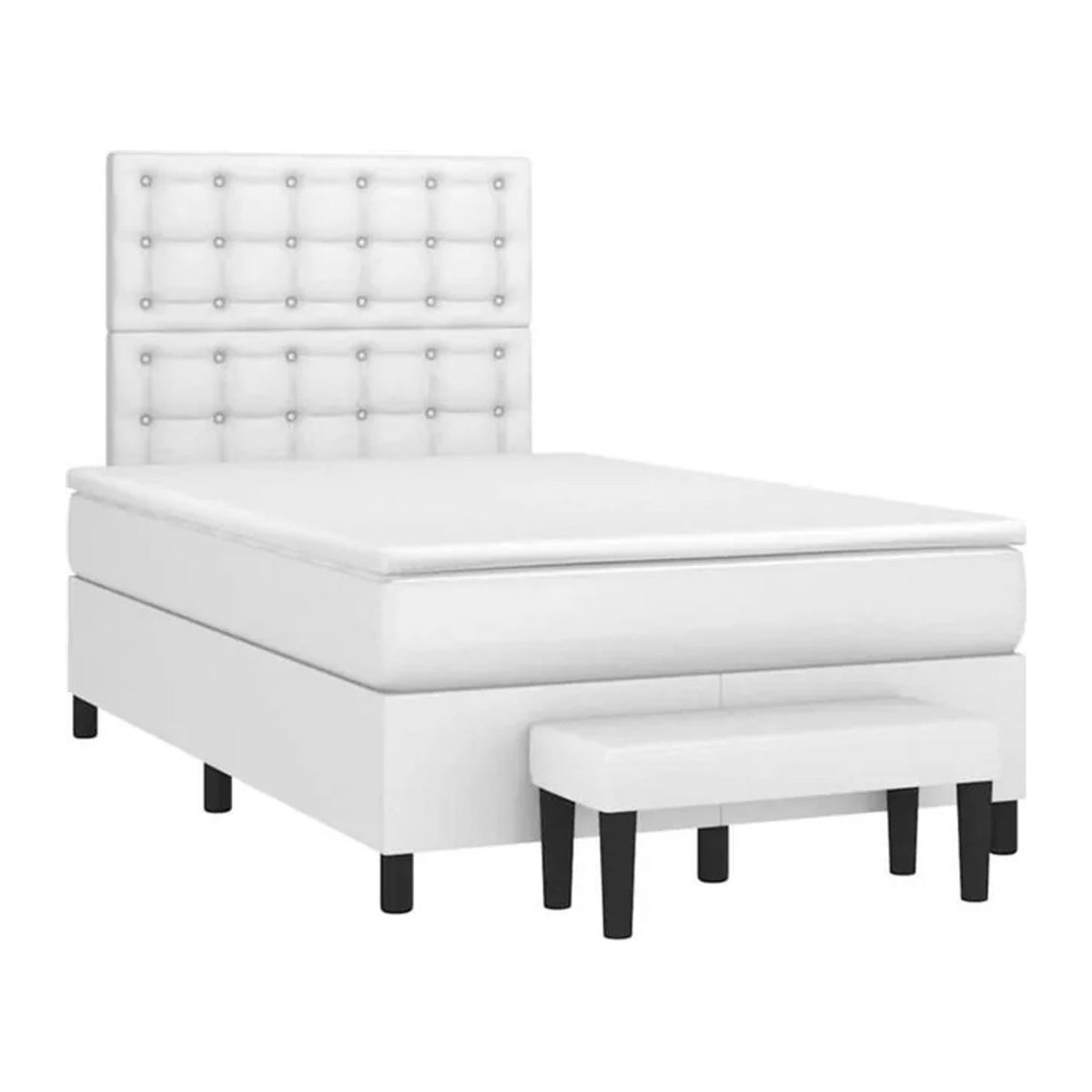 vidaxl Boxspringbett mit Matratze in Weiß aus Kunstleder, B/T/H: 190 x 120 x 118 cm - Bild 1
