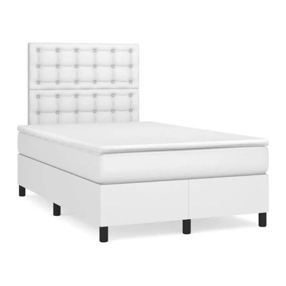VIDAXL Boxspringbett mit Matratze in Weiß aus Kunstleder und Holzwerkstoff B/T/H: 120 x 190 cm - Bild 1