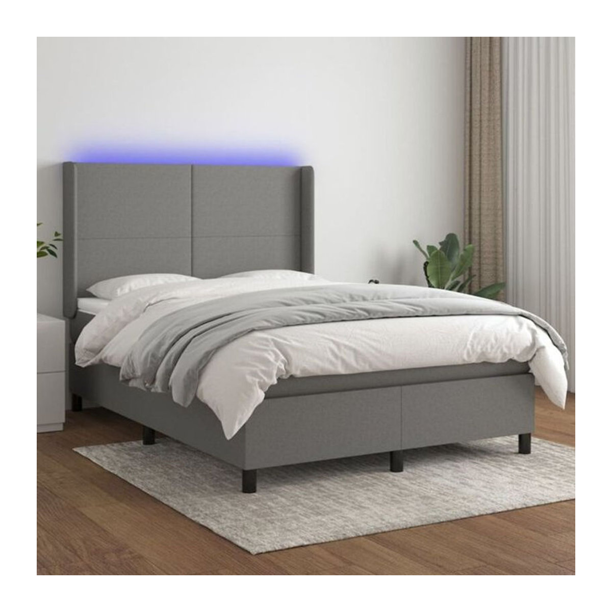 vidaxl Boxspringbett mit Matratze und LED in Anthrazit Grau aus Stoff B/B/H: 140 x 190 x 118 cm - Bild 1