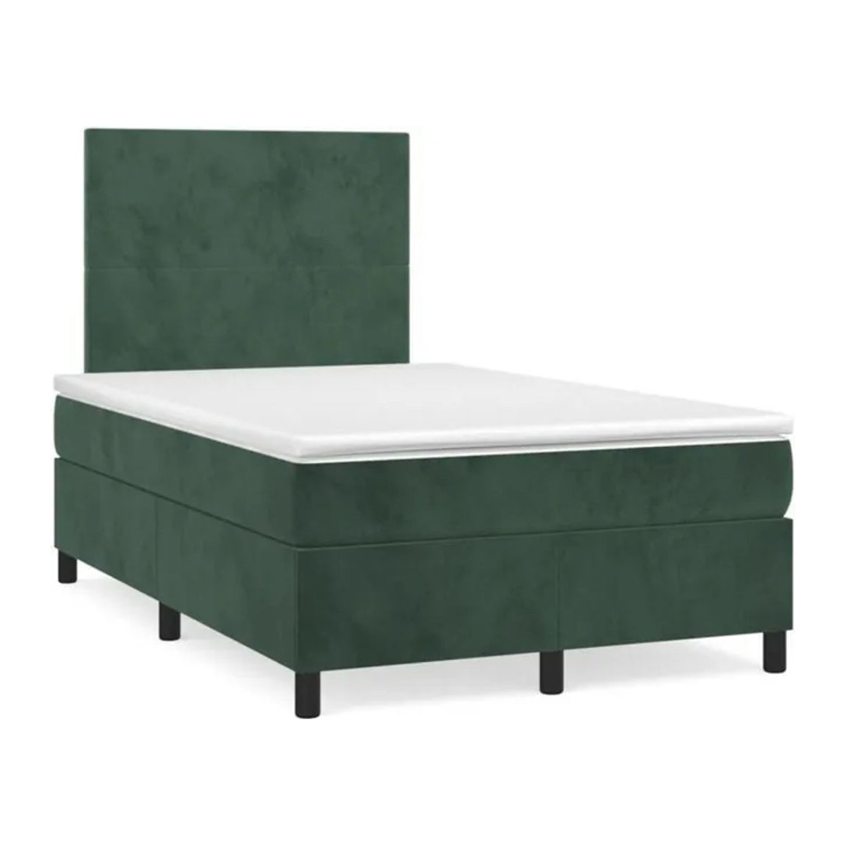 vidaxl Boxspringbett mit Matratze und LED in Dunkelgrün aus Samt, B/T: 190 x 120 cm - Bild 1