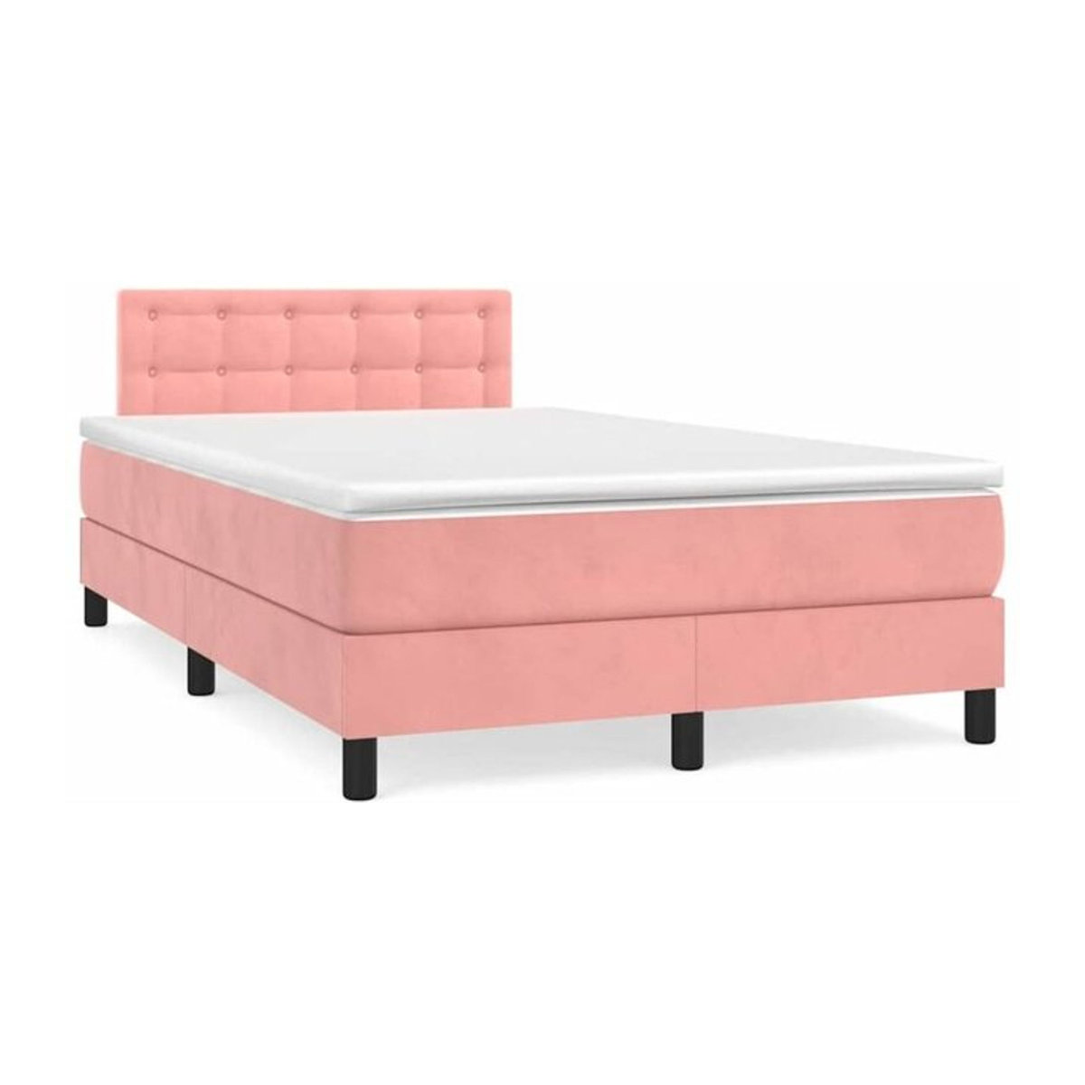Vidaxl Boxspringbett mit Matratze und LED in Rosa und Weiß aus Samt, B/T/H: 120 x 190 cm - Bild 1