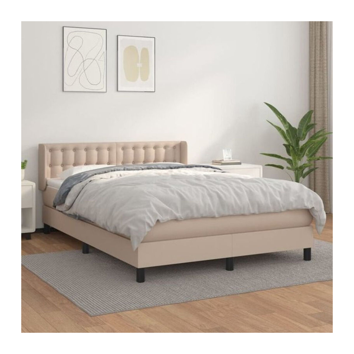 vidaxl Boxspringbett mit Matratze und Taschenfederkern in Braun, B/T/H: 140 x 200 cm - Bild 1