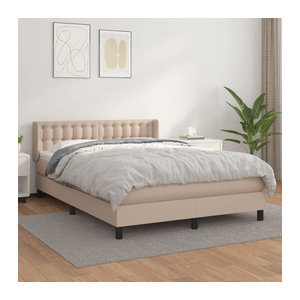 vidaxl Boxspringbett mit Matratze und Taschenfederkern in Braun, B/T/H: 140 x 200 cm