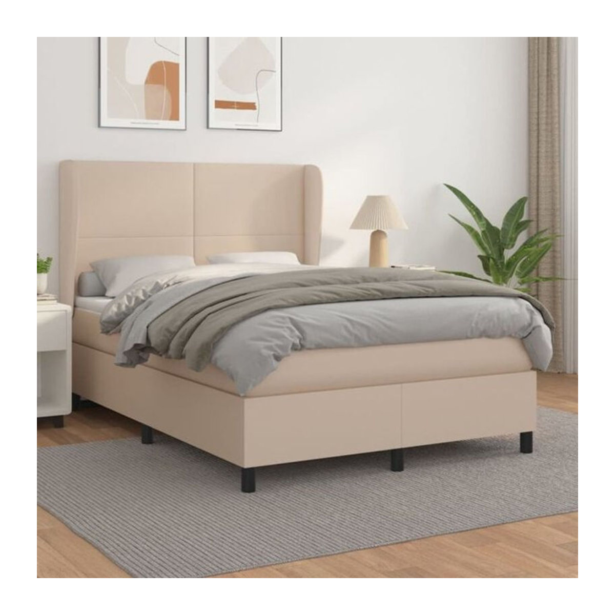 vidaxl Boxspringbett mit Taschenfederkern in Braun und Beige, Modernes Design, B/T/H: 140 x 190 cm - Bild 1