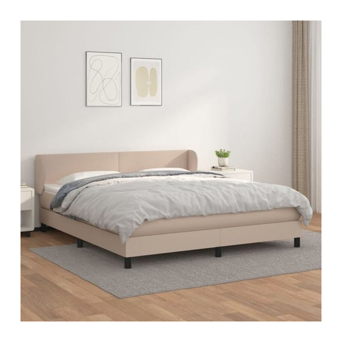 vidaxl Boxspringbett mit Taschenfederkern in Braun und Weiß, Modernes Design, B/T/H: 180 x 200 cm - Bild 1