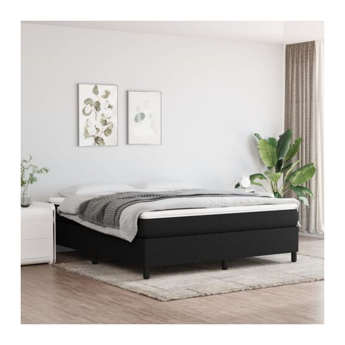 Vidaxl Boxspringbettgestell in Schwarz aus Stoff mit modernem Design, B/T: 180 x 200 cm - Bild 1