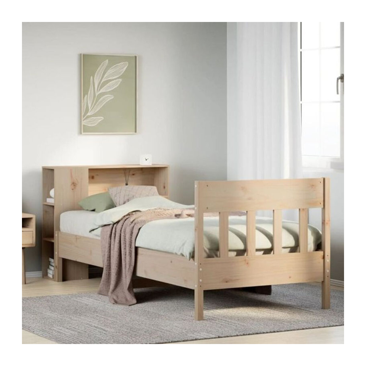 vidaxl Bücherregalbett aus Massivholz Kiefer in Braun, B/T/H: 75 x 190 x 81 cm - Bild 1