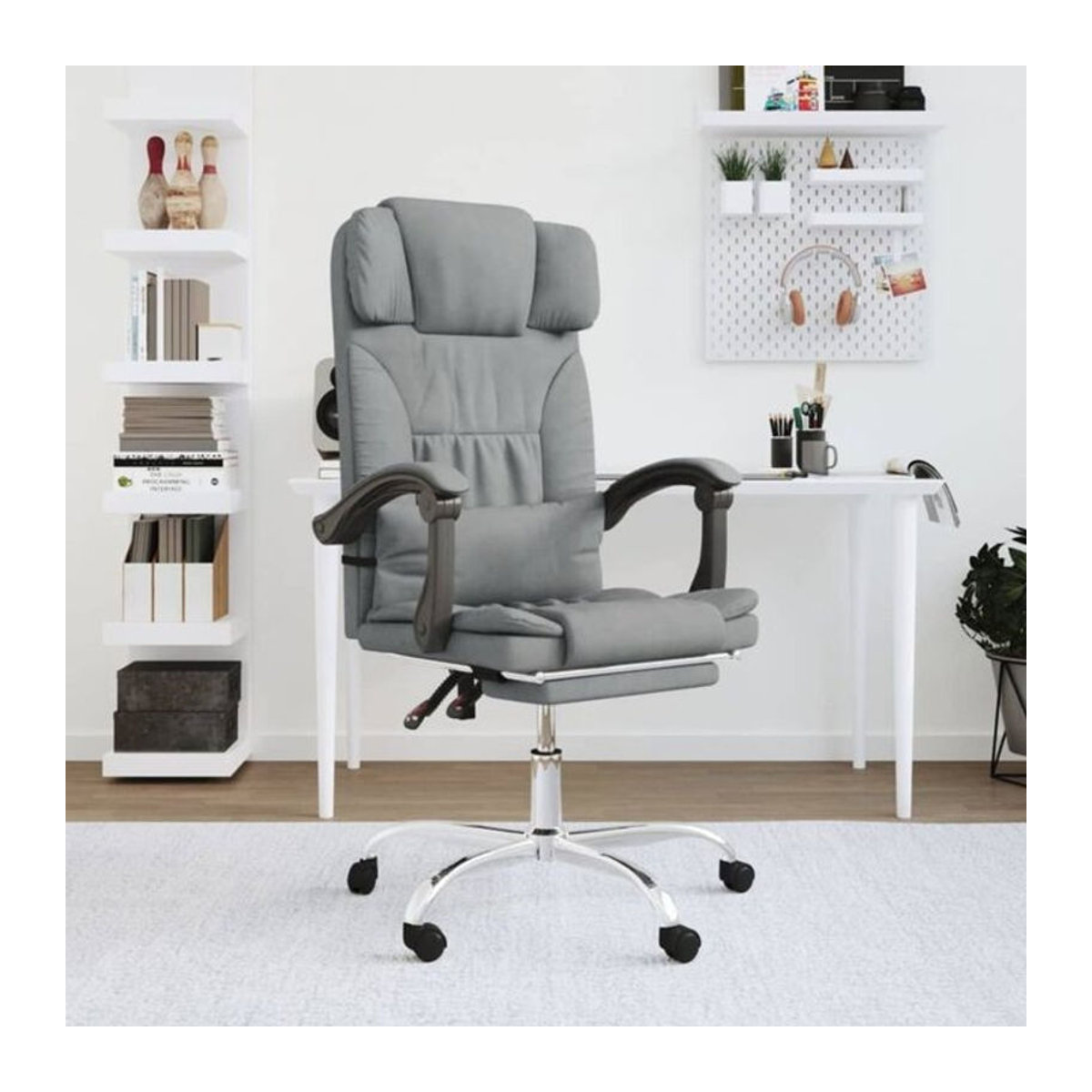 vidaxl Bürostuhl mit Massagefunktion in Grau aus Stoff und Metall im modernen Design - Bild 1