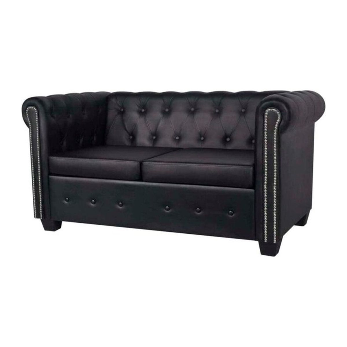 Vidaxl Chesterfield 2-Sitzer Sofa aus Kunstleder in Schwarz mit Holzgestell - Bild 1