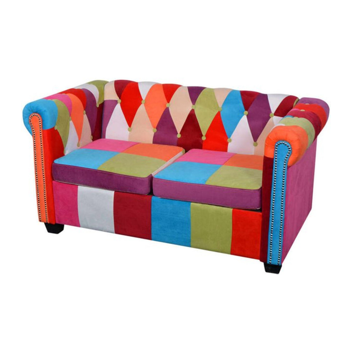 Vidaxl Chesterfield 2-Sitzer-Sofa aus Stoff in Bunt, Klassisches Design mit Baumwolle und Polyester, Breite: 145,5 cm, Höhe: 76 cm, Tiefe: 70 cm - Bild 1
