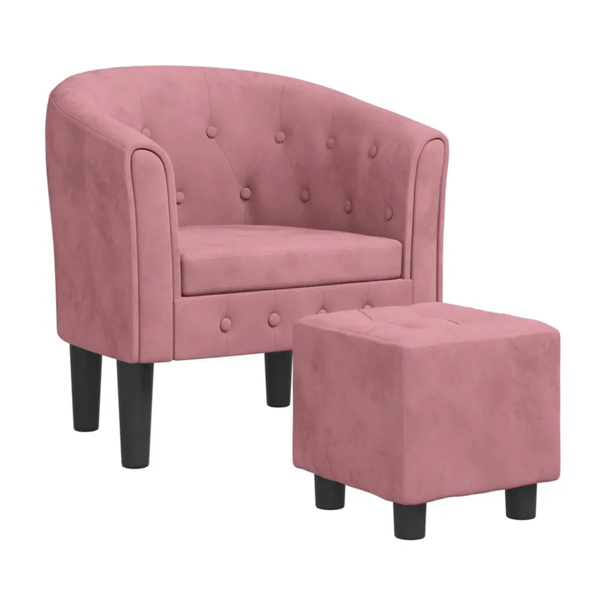 Vidaxl Clubsessel mit Hocker in Rosa mit Samtbezug im modernen Design - Bild 2