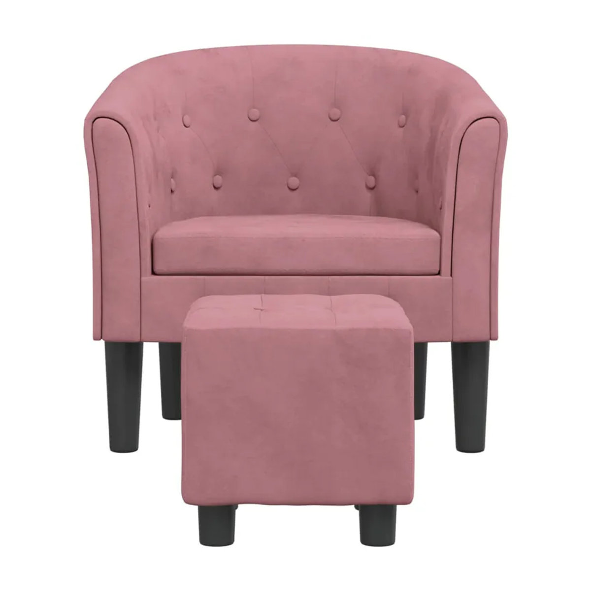 Vidaxl Clubsessel mit Hocker in Rosa mit Samtbezug im modernen Design - Bild 4