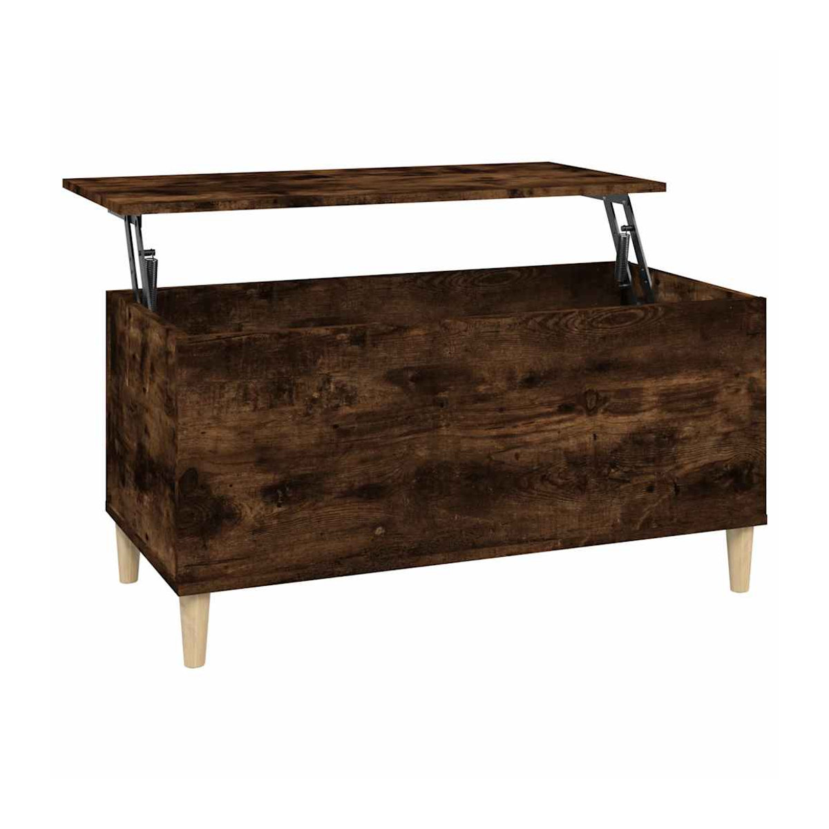 Vidaxl Couchtisch aus Massivholz in Geräuchertem Eichen-Look, Braun, B/T/H: 90 x 44,5 x 45 cm - Bild 1