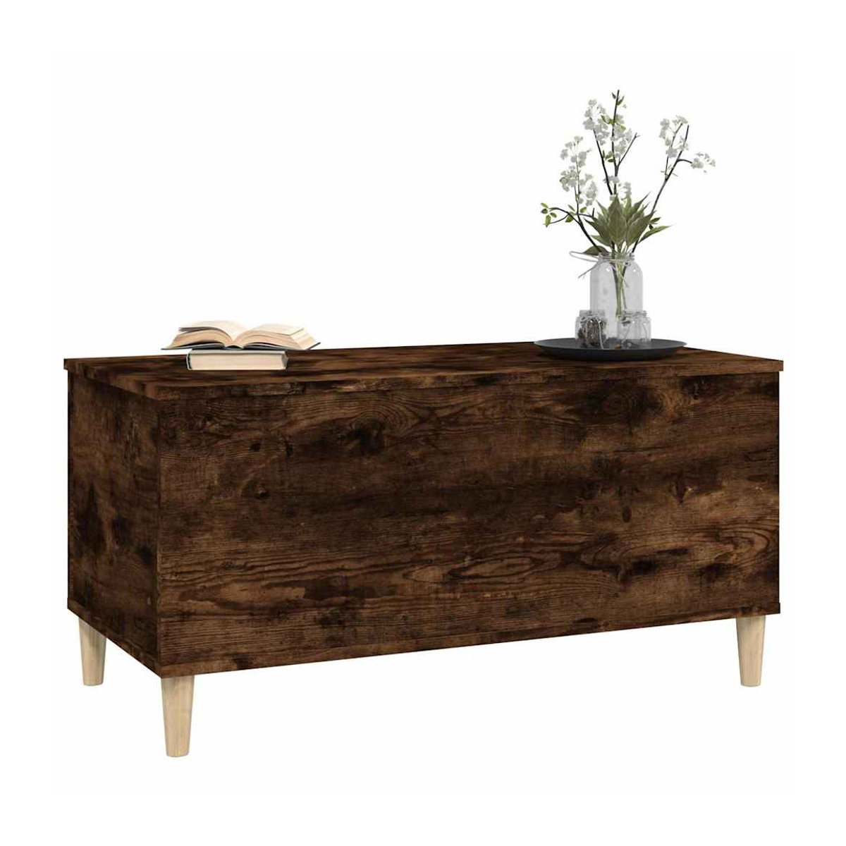 Vidaxl Couchtisch aus Massivholz in Geräuchertem Eichen-Look, Braun, B/T/H: 90 x 44,5 x 45 cm - Bild 4