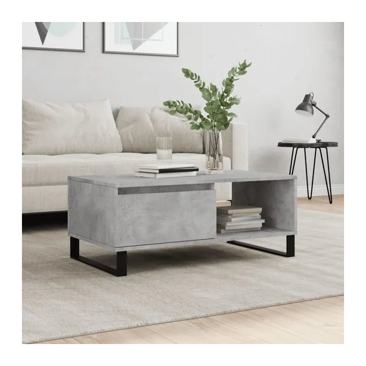 Vidaxl Couchtisch im Industrial Design, Grau, B/T/H: 90 x 50 x 36,5 cm - Bild 1