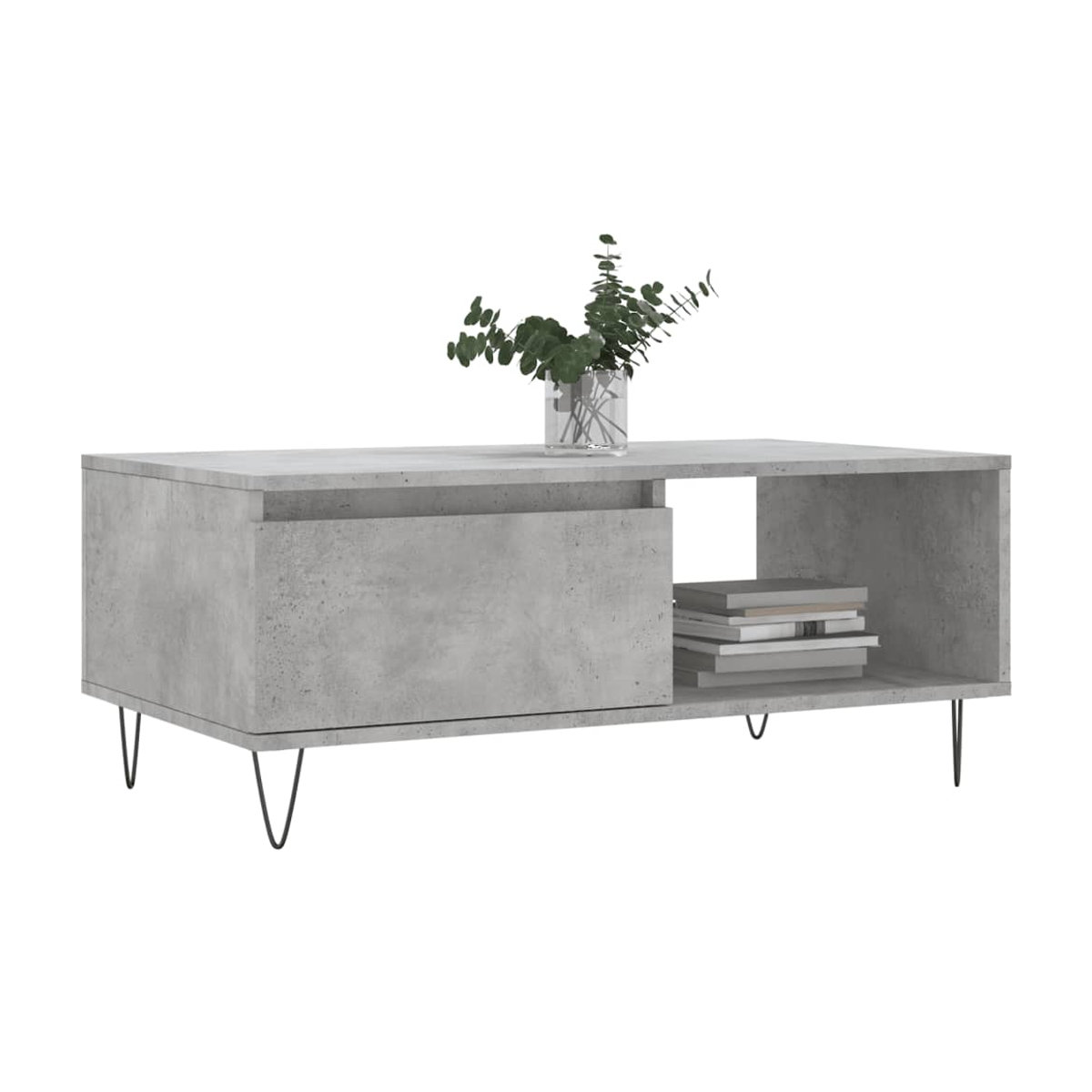Vidaxl Couchtisch in Grau im Industrial Design aus Beton und Metall, Rechteckig, B/T/H: 90 x 50 x 36,5 cm - Bild 2