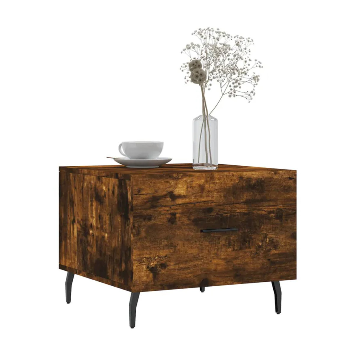 Vidaxl Couchtisch Set 2 Stück im Industrial Design aus Holzwerkstoff und Metall, Räuchereiche Braun, B/T/H: 50 x 50 x 40 cm - Bild 2