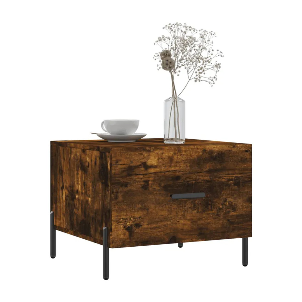Vidaxl Couchtisch Set 2 Stück im Industrial Design aus Holzwerkstoff und Metall, Räuchereiche Braun, B/T/H: 50 x 50 x 40 cm - Bild 2