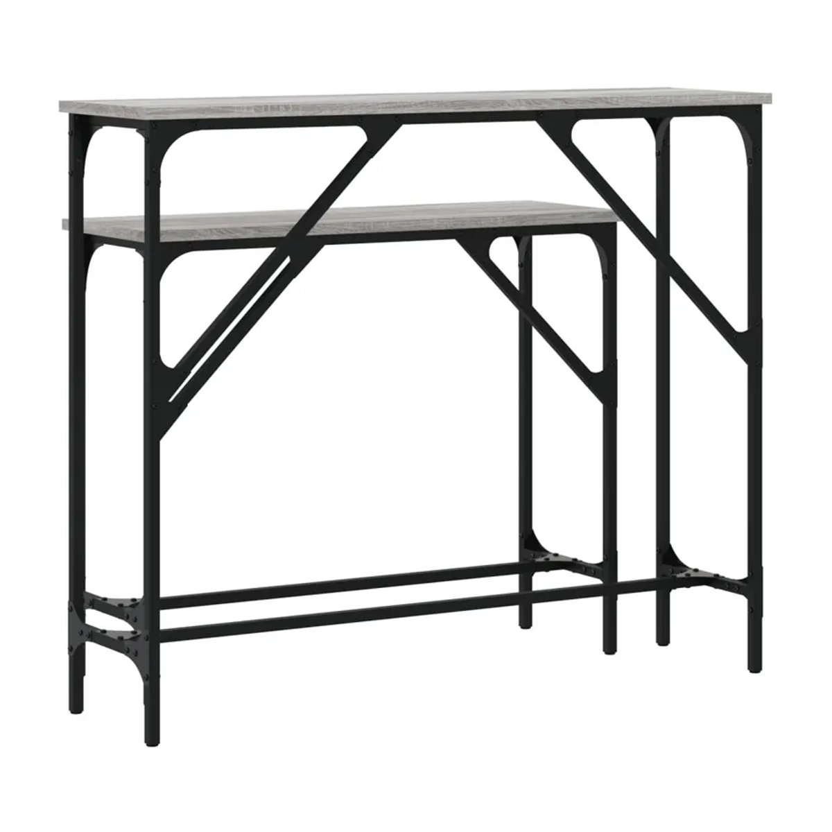 Vidaxl Couchtisch Set 2 Stück im Industrial Design aus Metall und Verbundstoff in Grau Sonoma-Eiche - Bild 2