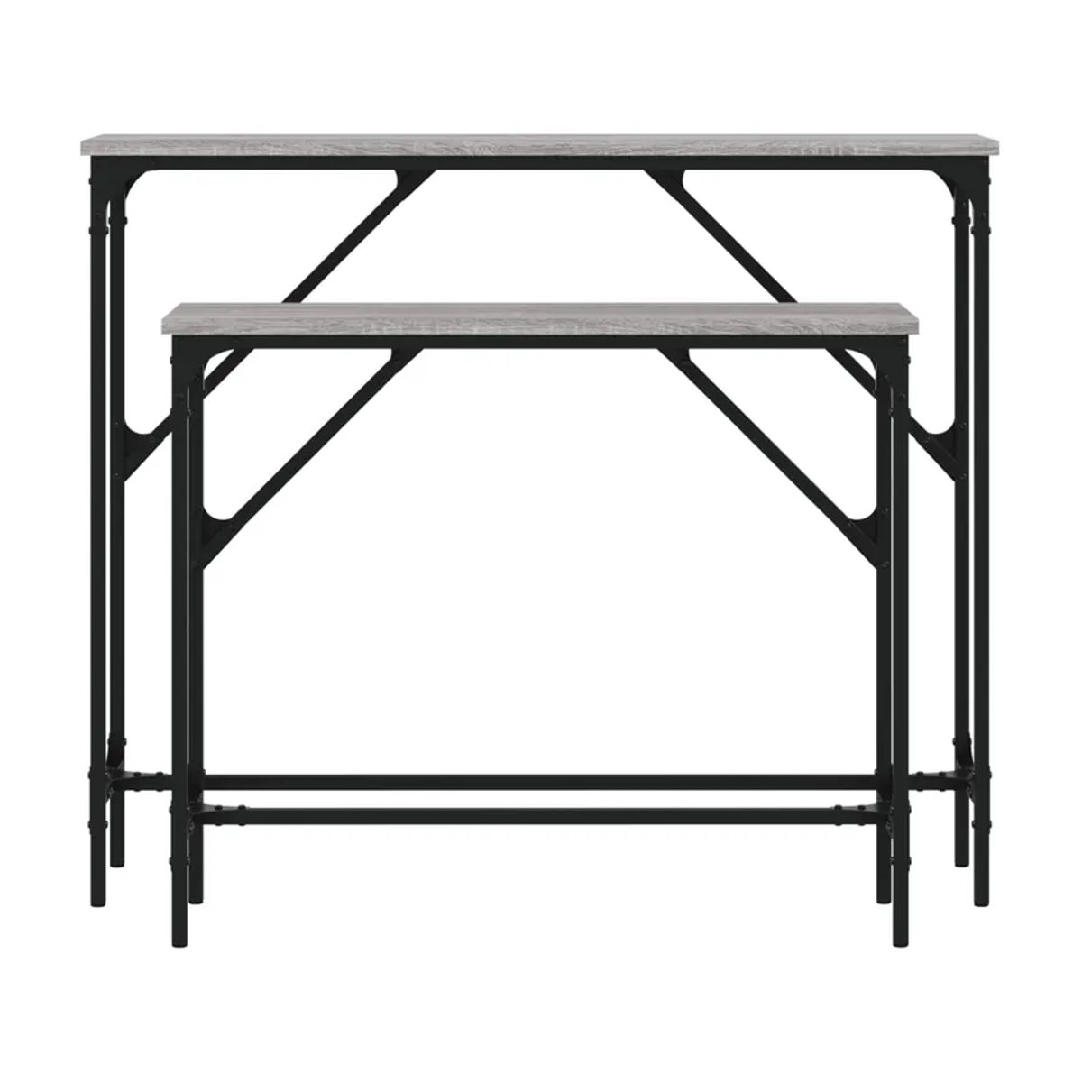 Vidaxl Couchtisch Set 2 Stück im Industrial Design aus Metall und Verbundstoff in Grau Sonoma-Eiche - Bild 4