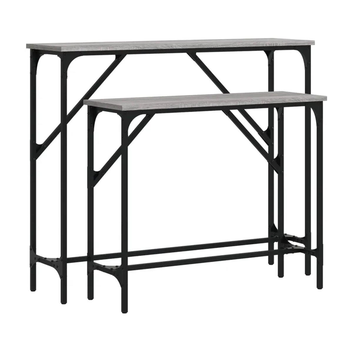 Vidaxl Couchtisch Set 2 Stück im Industrial Design aus Metall und Verbundstoff in Grau Sonoma-Eiche - Bild 6