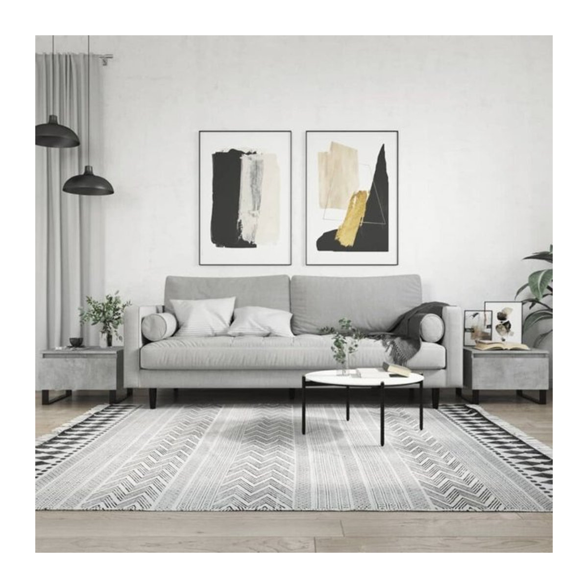 vidaxl Couchtisch Set 2er Pack Modern in Betongrau aus Holz und Metall B/T/H: 50 x 46 x 35 cm - Bild 1