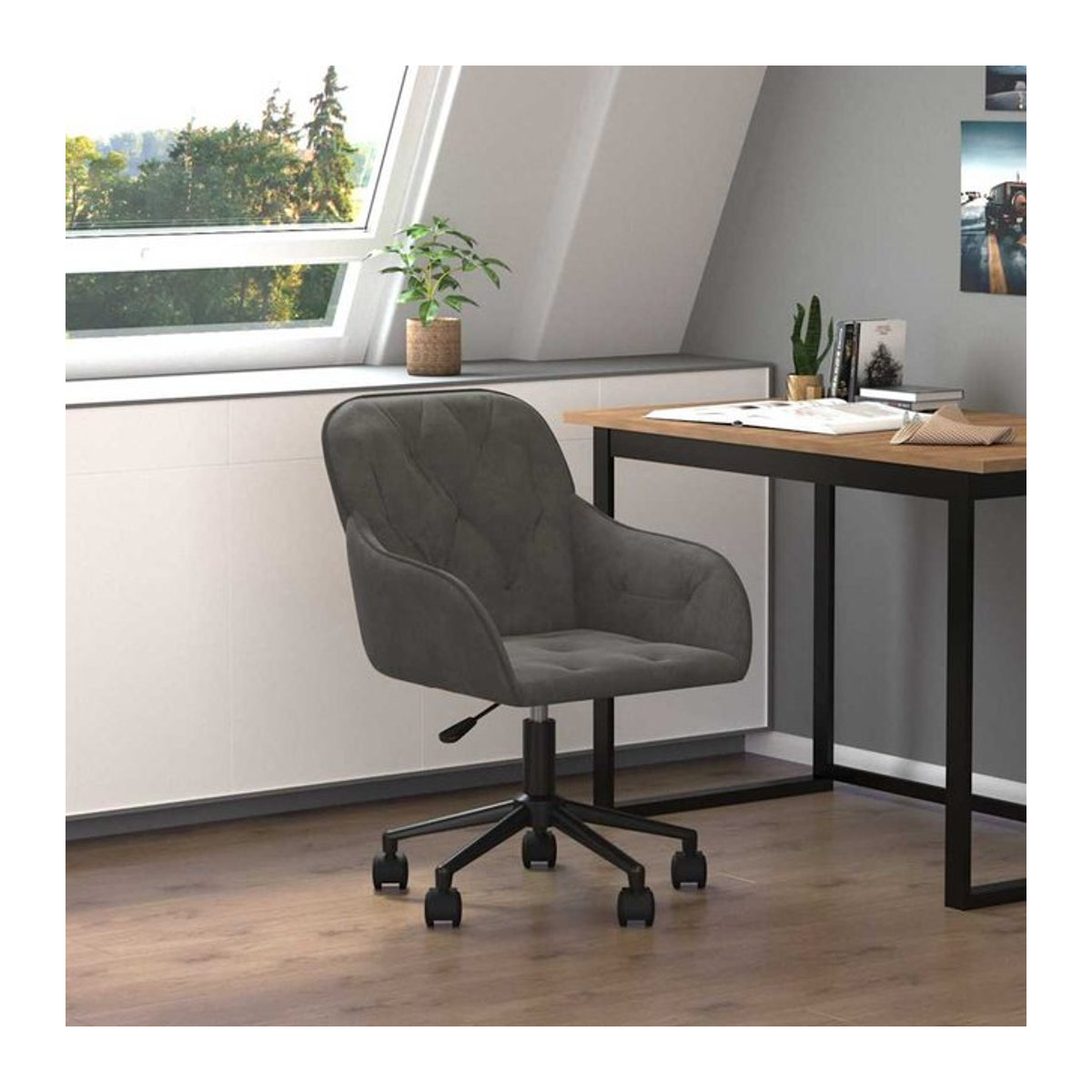 Vidaxl Drehstuhl in Grau mit Samtpolsterung und modernem Design - Bild 1