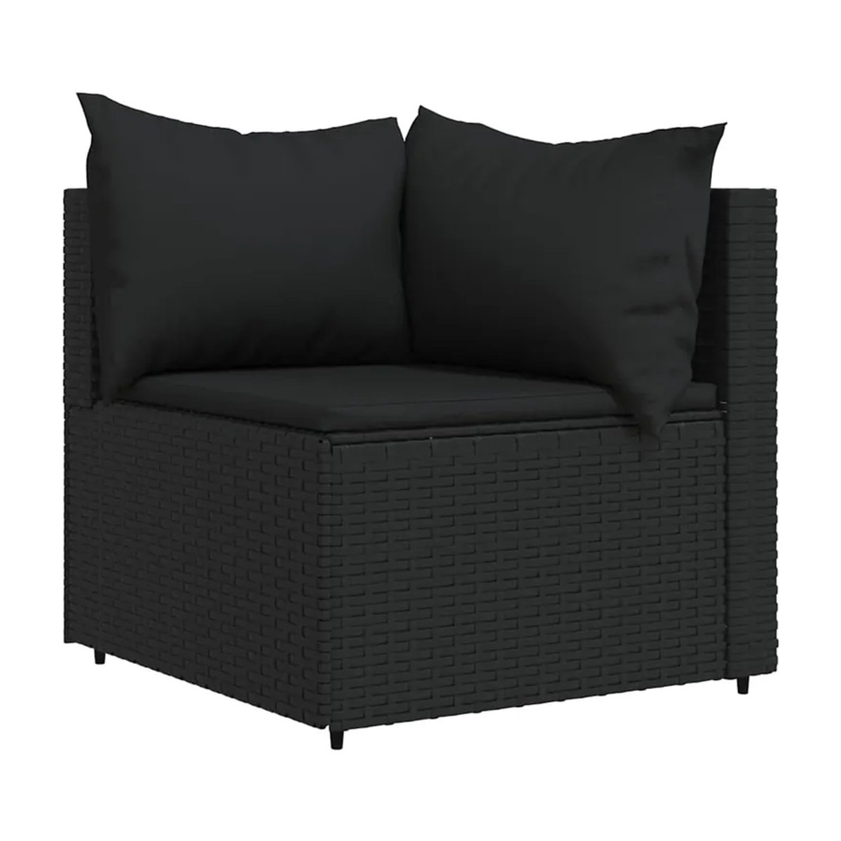 Vidaxl Ecksofa-Module aus Polyrattan mit Kissen, 2 Stück, Schwarz - Bild 2