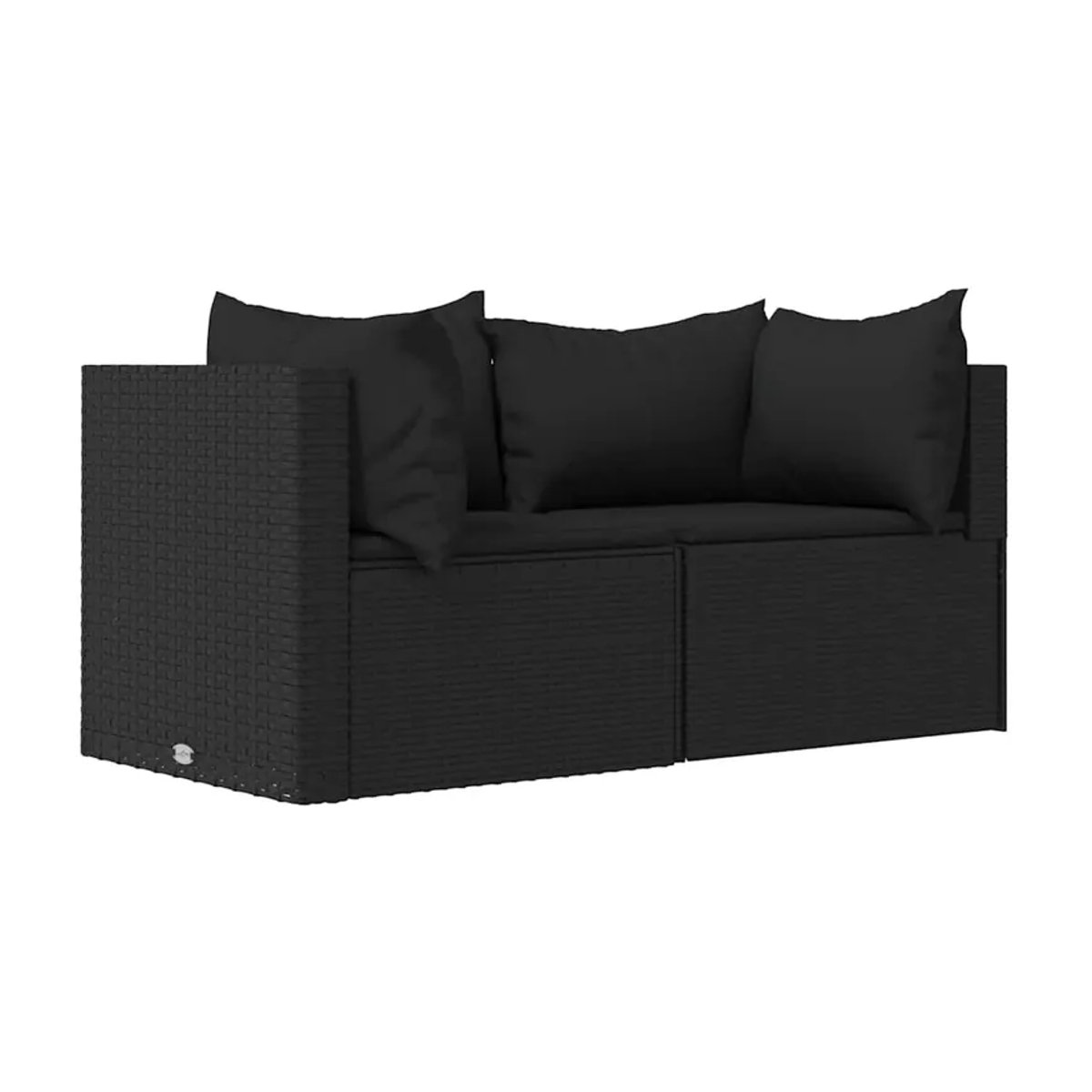 Vidaxl Ecksofa-Module aus Polyrattan mit Kissen, 2 Stück, Schwarz - Bild 3