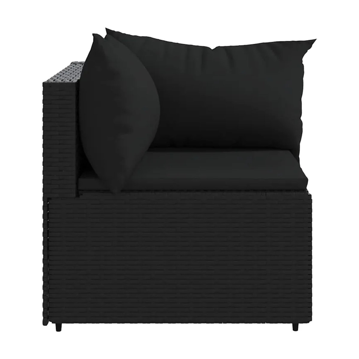 Vidaxl Ecksofa-Module aus Polyrattan mit Kissen, 2 Stück, Schwarz - Bild 4