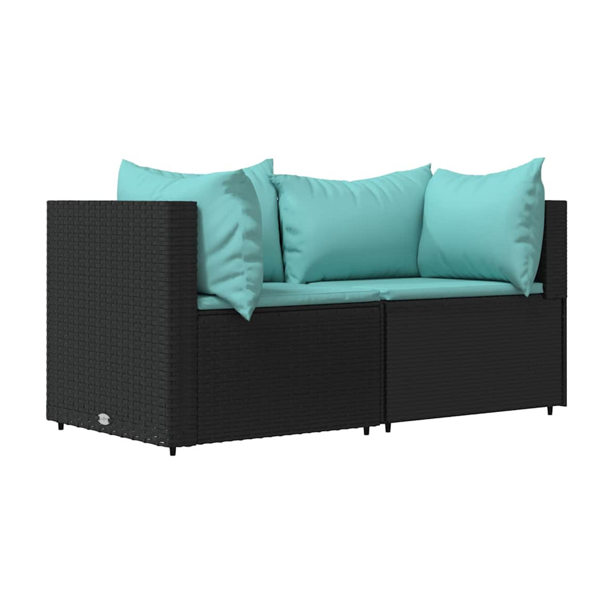 Vidaxl Ecksofa-Module aus Polyrattan mit Kissen, 2 Stück, Schwarz - Bild 2