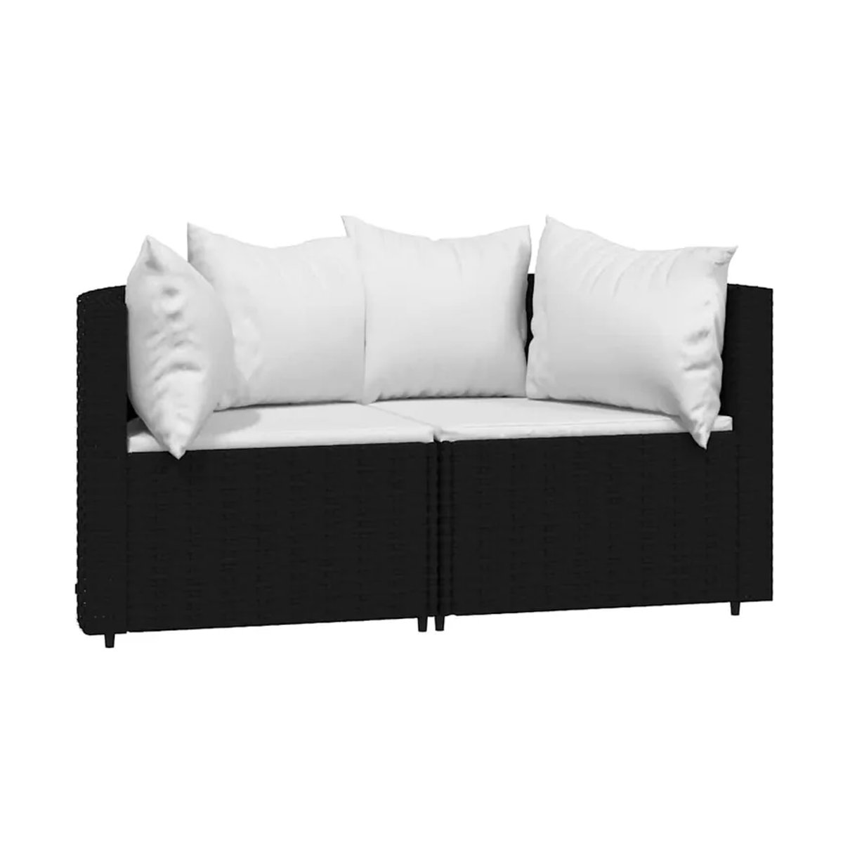 Vidaxl Ecksofa-Module aus Polyrattan mit Kissen, 2er-Set, Schwarz - Bild 6