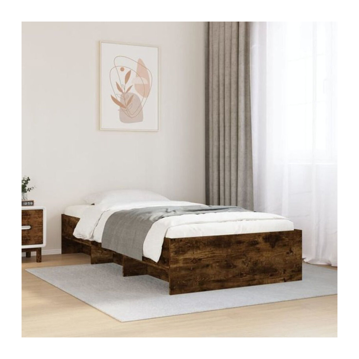 Vidaxl Einzelbett Bettgestell aus Holzwerkstoff in Braun, B/T/H: 90 x 190 cm - Bild 1