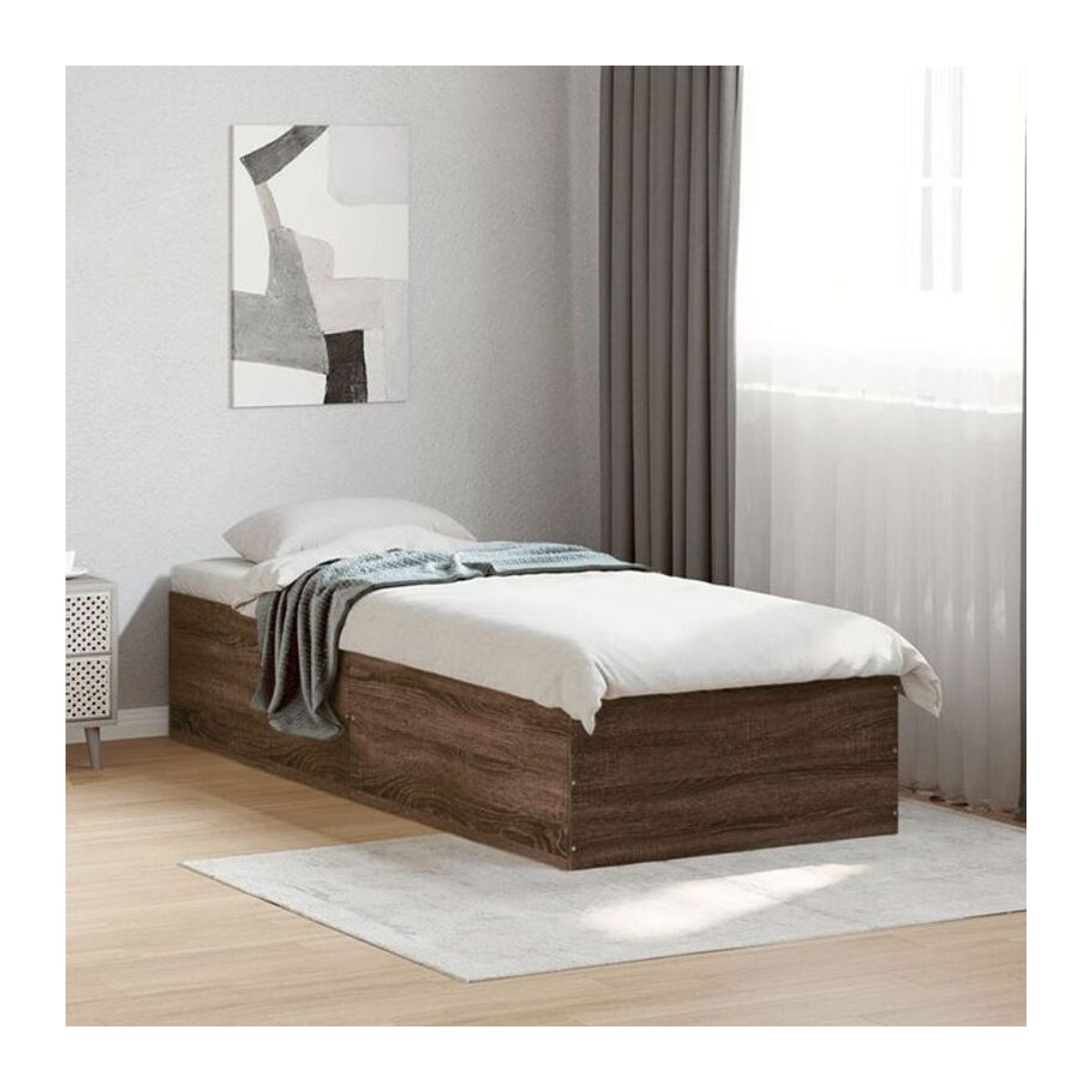 Vidaxl Einzelbett Bettgestell aus Holzwerkstoff in Braun, Modern und Minimalistisch, B: 75 cm, L: 190 cm - Bild 1