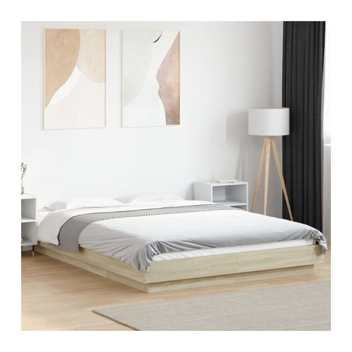 Vidaxl Einzelbett Bettgestell aus Holzwerkstoff in Sonoma-Eiche Natur, B/L: 120 x 190 cm - Bild 1