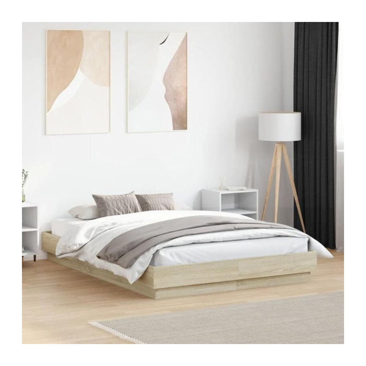 Vidaxl Einzelbett Bettgestell aus Holzwerkstoff in Sonoma-Eiche Natur, B/T/H: 120 x 190 cm - Bild 1