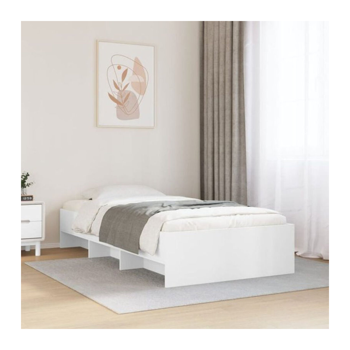 Vidaxl Einzelbett Bettgestell aus Holzwerkstoff in Weiß, B/T/H: 90 x 200 cm - Bild 1