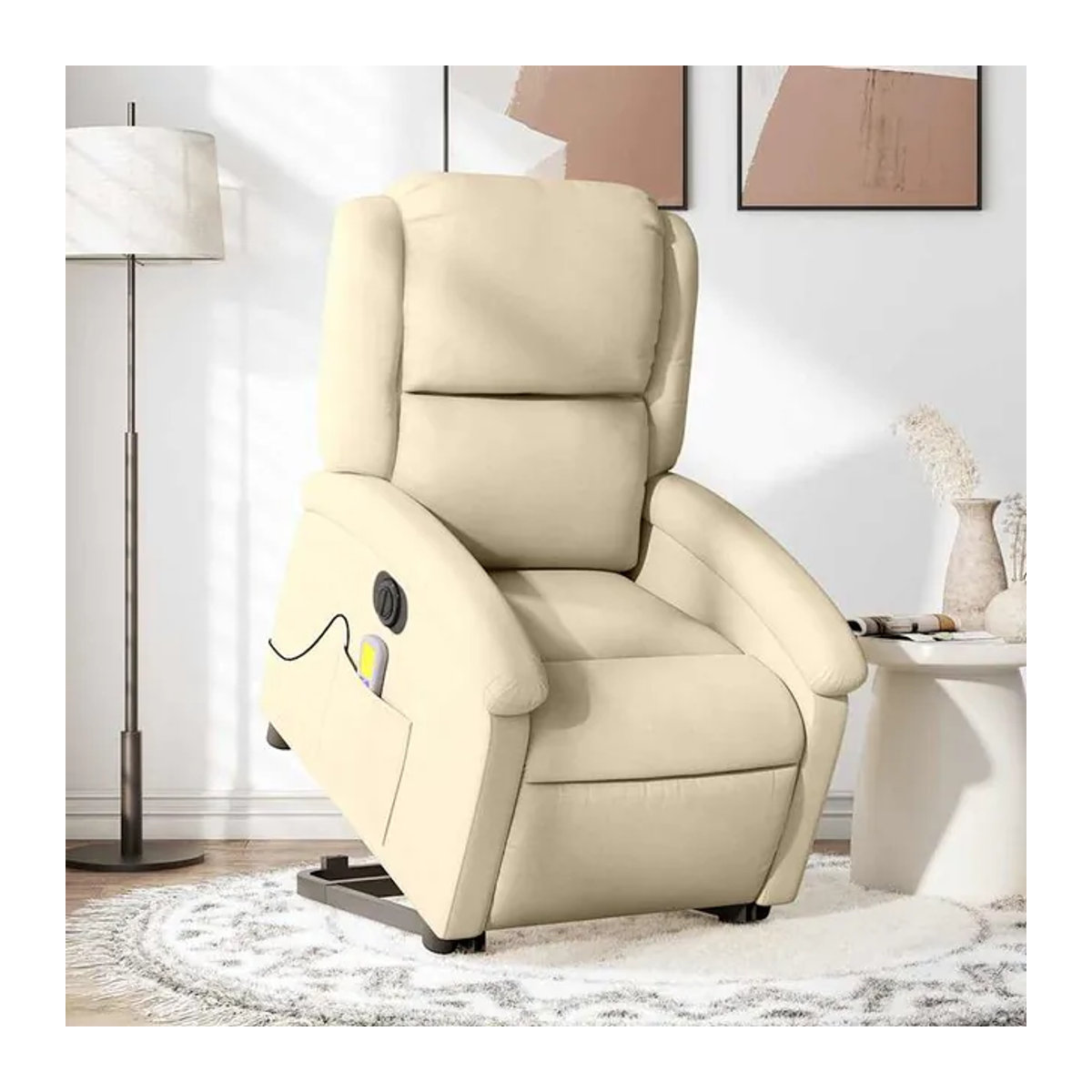 Vidaxl Elektrischer Aufstehsessel Massagesessel in Beige mit Stoff und Kunstleder - Bild 1