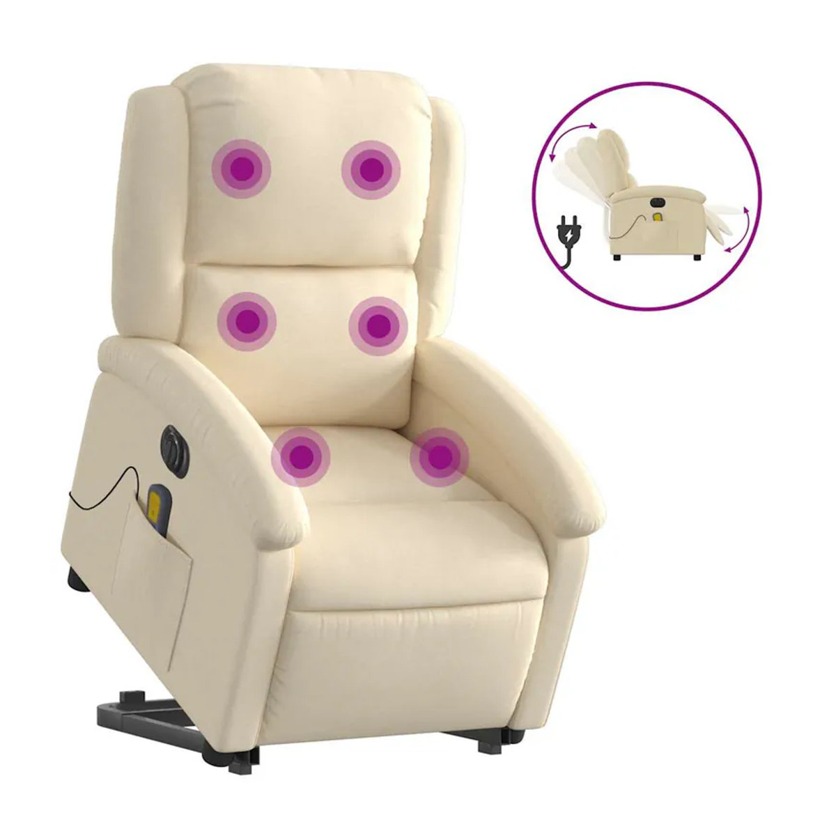 Vidaxl Elektrischer Aufstehsessel Massagesessel in Beige mit Stoff und Kunstleder - Bild 2