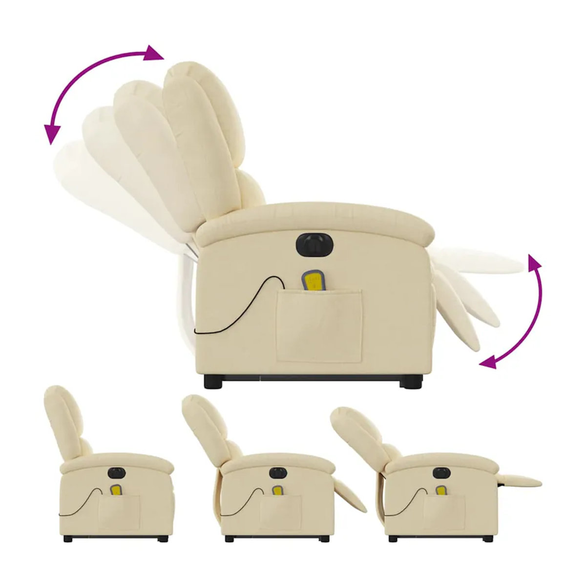 Vidaxl Elektrischer Aufstehsessel Massagesessel in Beige mit Stoff und Kunstleder - Bild 6