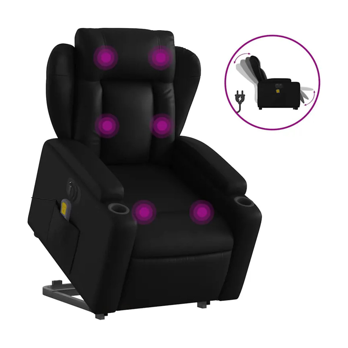 Vidaxl Elektrischer Aufstehsessel mit Massagefunktion und Liegefunktion in Schwarz aus Kunstleder - Bild 4
