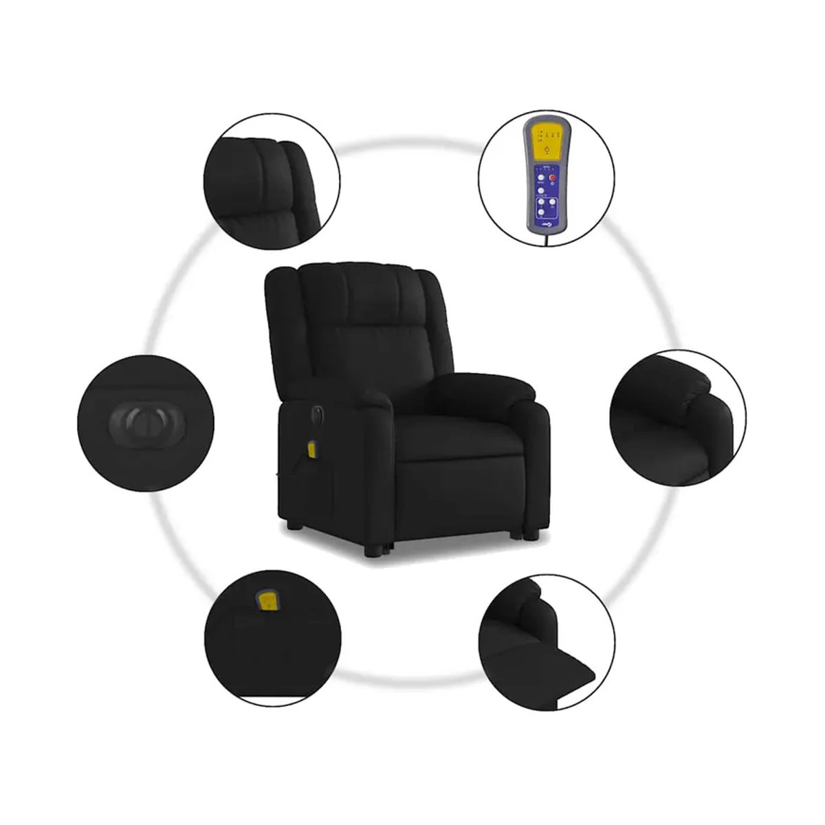 Vidaxl Elektrischer Aufstehsessel mit Massagefunktion und Liegefunktion in Schwarz aus Kunstleder - Bild 3