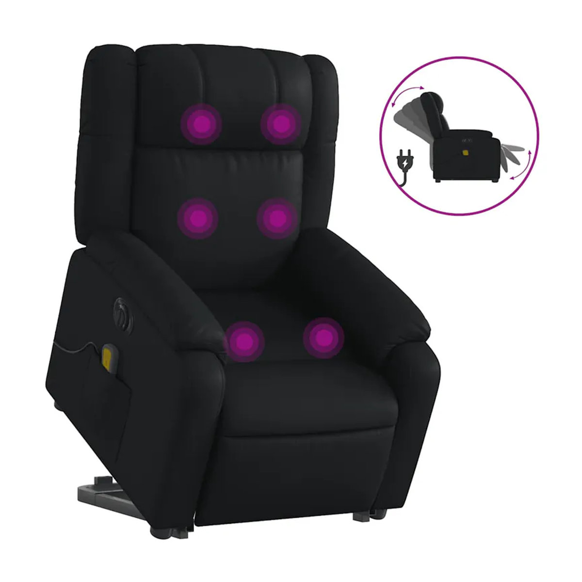 Vidaxl Elektrischer Aufstehsessel mit Massagefunktion und Liegefunktion in Schwarz aus Kunstleder - Bild 8