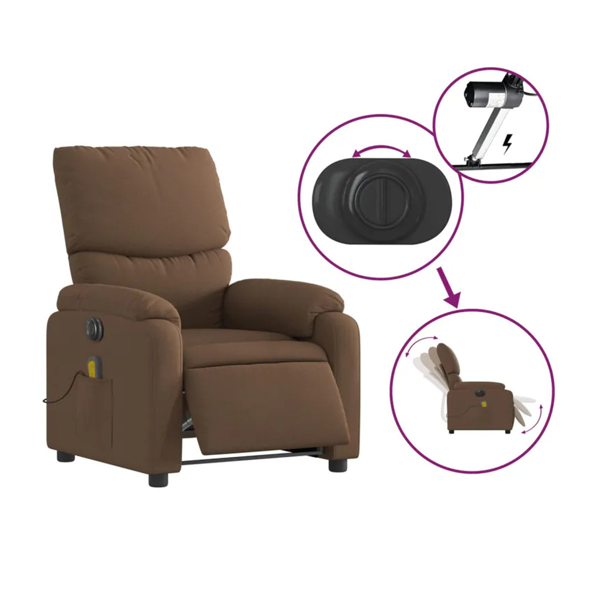 Vidaxl Elektrischer Massagesessel als Relaxsessel aus Stoff in Braun - Bild 7