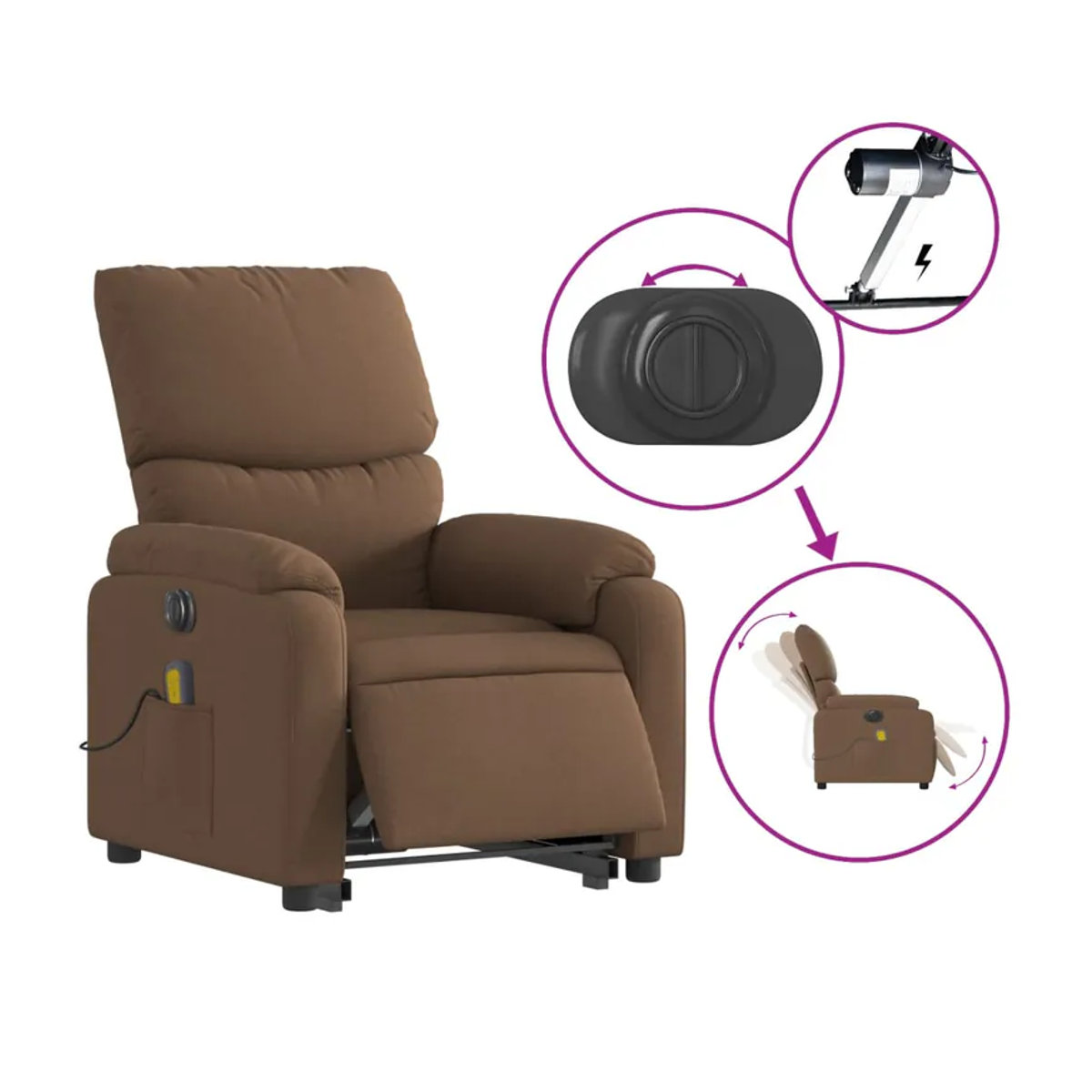 Vidaxl Elektrischer Massagesessel mit Aufstehhilfe als Relaxsessel in Braun - Bild 6