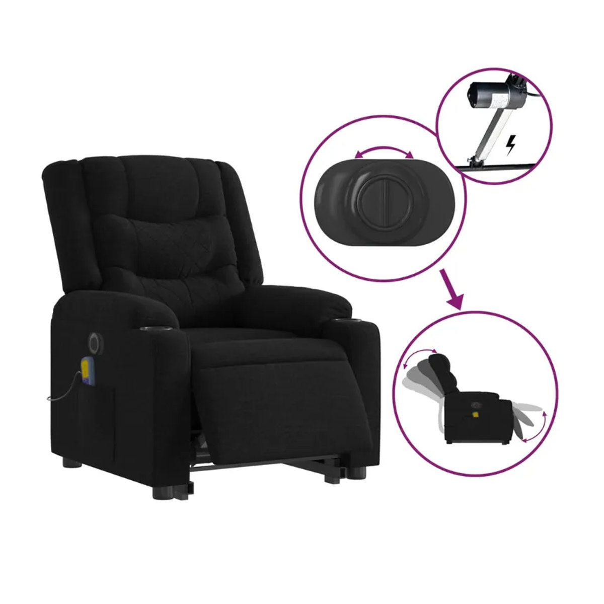 Vidaxl Elektrischer Massagesessel mit Aufstehhilfe als Relaxsessel in Schwarz - Bild 4