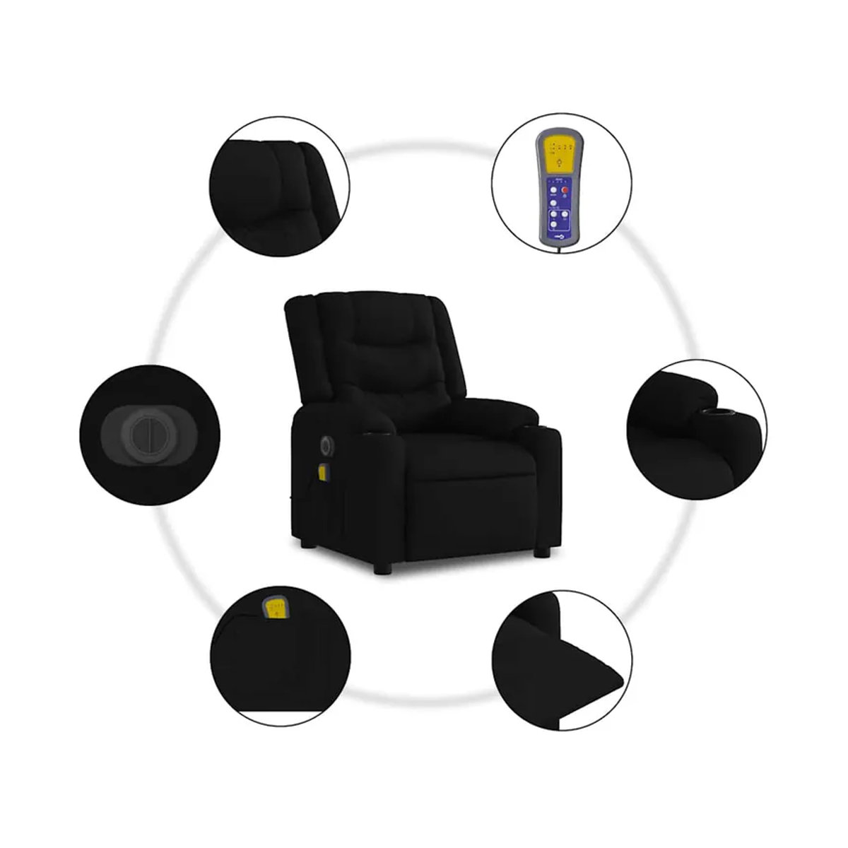 Vidaxl Elektrischer Massagesessel mit Aufstehhilfe als Relaxsessel in Schwarz - Bild 6