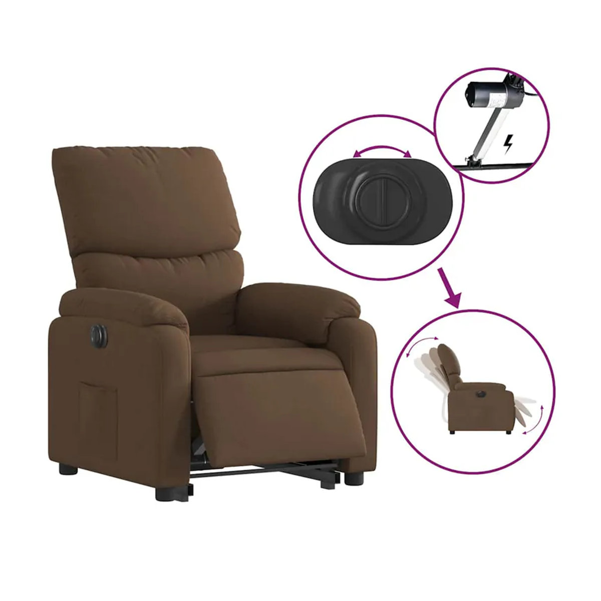 Vidaxl Elektrischer Massagesessel mit Aufstehhilfe in Braun - Bild 2