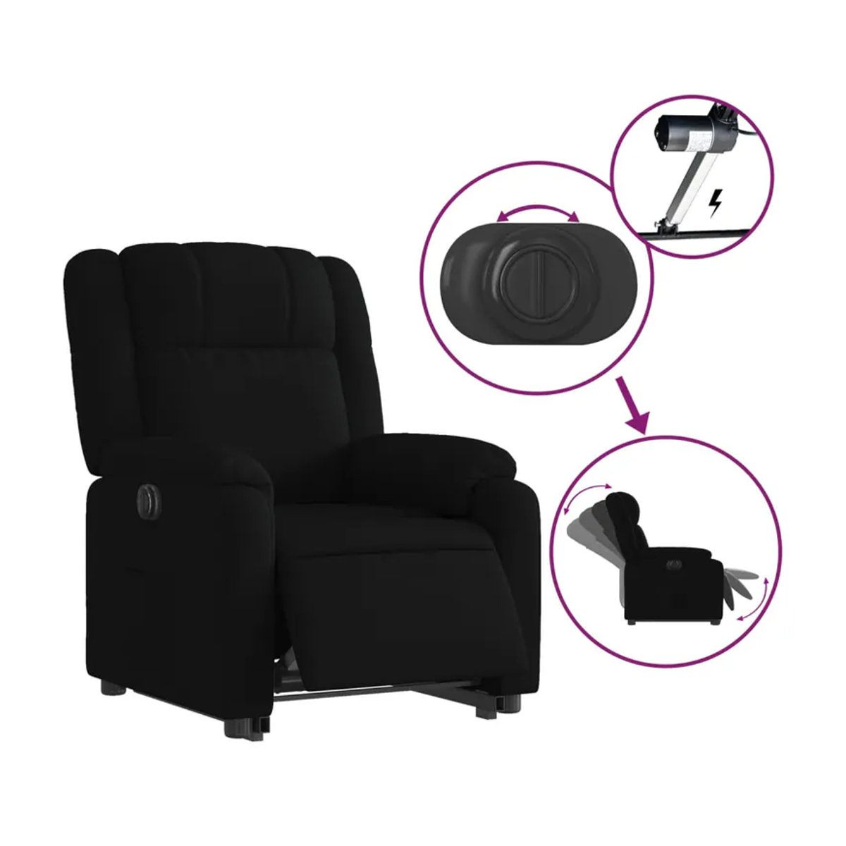 Vidaxl Elektrischer Massagesessel mit Aufstehhilfe in Schwarz - Bild 2