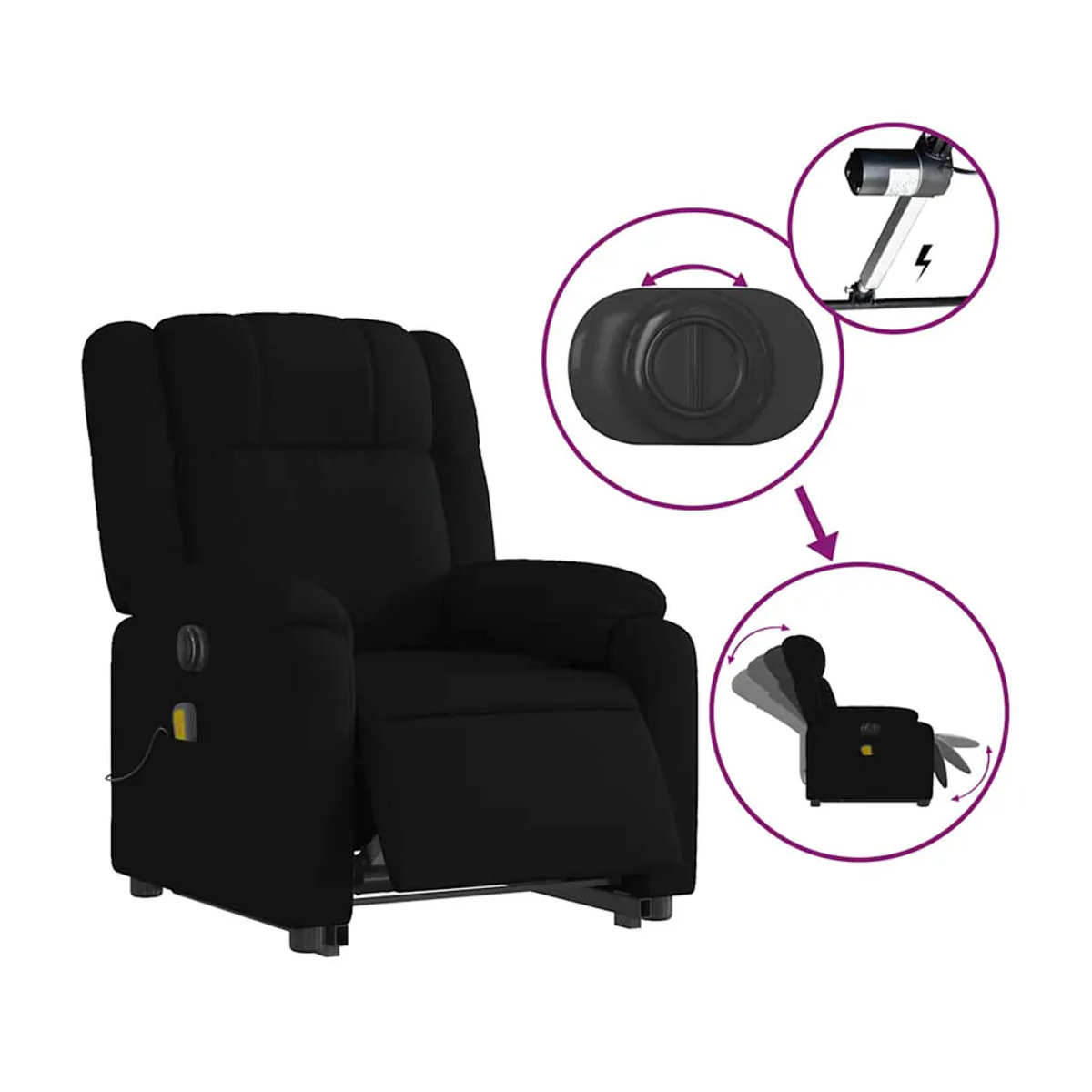 Vidaxl Elektrischer Massagesessel mit Aufstehhilfe in Schwarz - Bild 4